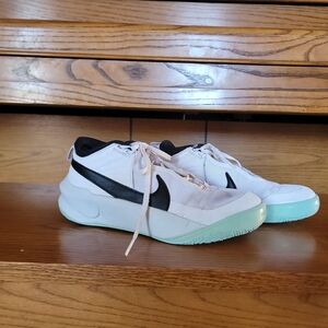 Nike White and Black Low-Top Sneakers with Mint Green Soles